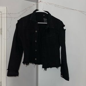 Distressed Black Jean Jacket